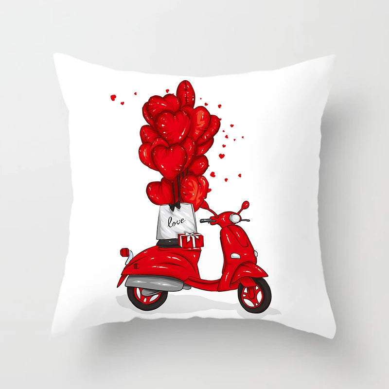 Valentines Day Decoration Pillowcase Sofa Cushion Case Bed Pillow Cover Home Decor Car Cushion Cover Kiss Throw Pillow Case 45cm