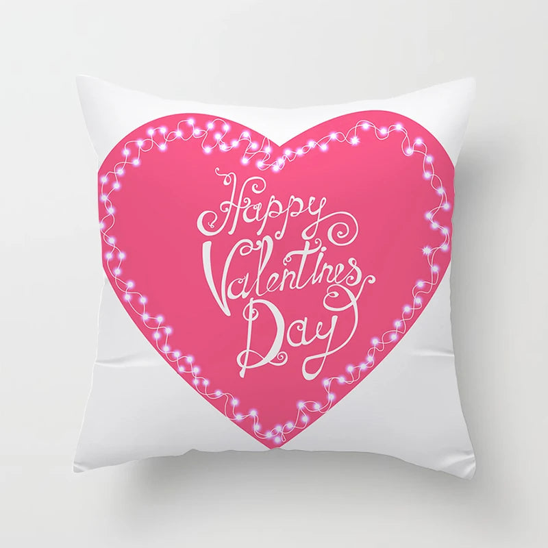 Valentines Day Decoration Pillowcase Sofa Cushion Case Bed Pillow Cover Home Decor Car Cushion Cover Kiss Throw Pillow Case 45cm