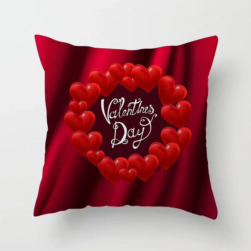 Valentines Day Decoration Pillowcase Sofa Cushion Case Bed Pillow Cover Home Decor Car Cushion Cover Kiss Throw Pillow Case 45cm