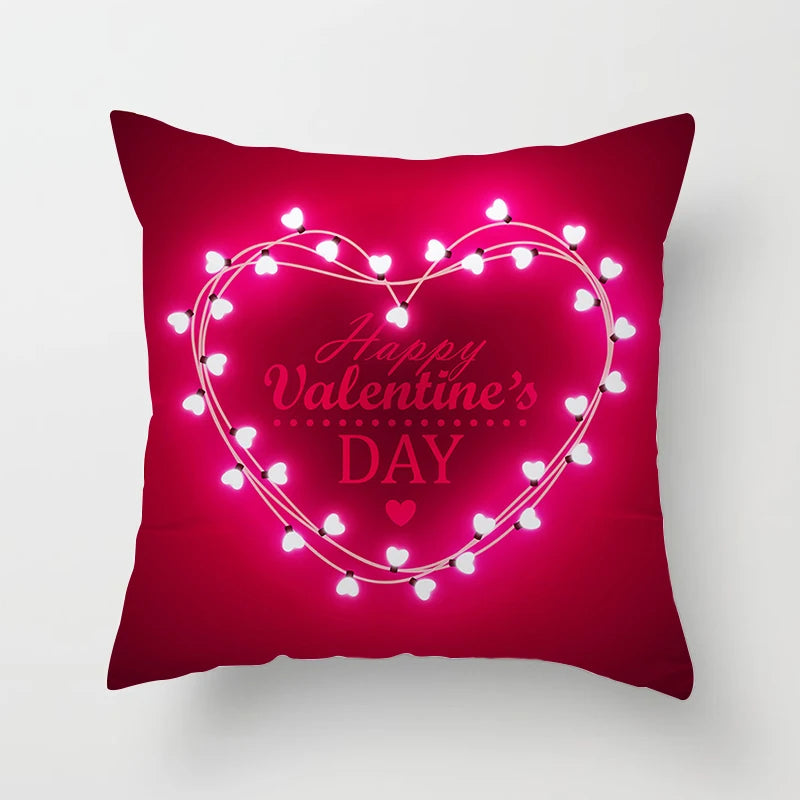 Valentines Day Decoration Pillowcase Sofa Cushion Case Bed Pillow Cover Home Decor Car Cushion Cover Kiss Throw Pillow Case 45cm