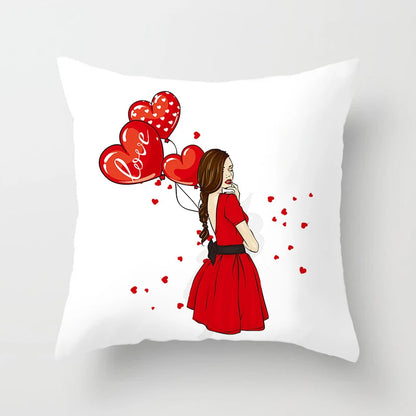 Valentines Day Decoration Pillowcase Sofa Cushion Case Bed Pillow Cover Home Decor Car Cushion Cover Kiss Throw Pillow Case 45cm