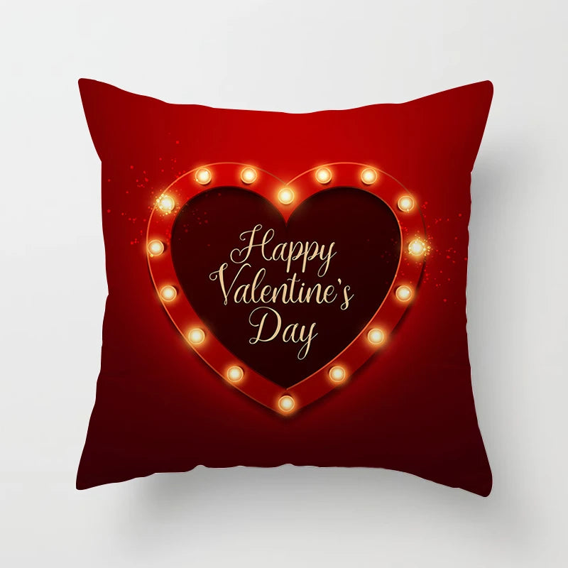 Valentines Day Decoration Pillowcase Sofa Cushion Case Bed Pillow Cover Home Decor Car Cushion Cover Kiss Throw Pillow Case 45cm