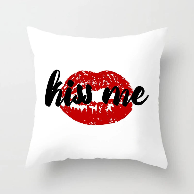 Valentines Day Decoration Pillowcase Sofa Cushion Case Bed Pillow Cover Home Decor Car Cushion Cover Kiss Throw Pillow Case 45cm