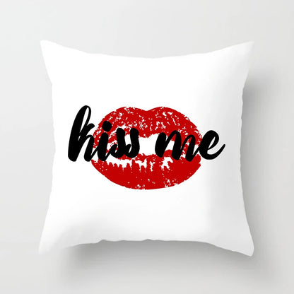 Valentines Day Decoration Pillowcase Sofa Cushion Case Bed Pillow Cover Home Decor Car Cushion Cover Kiss Throw Pillow Case 45cm