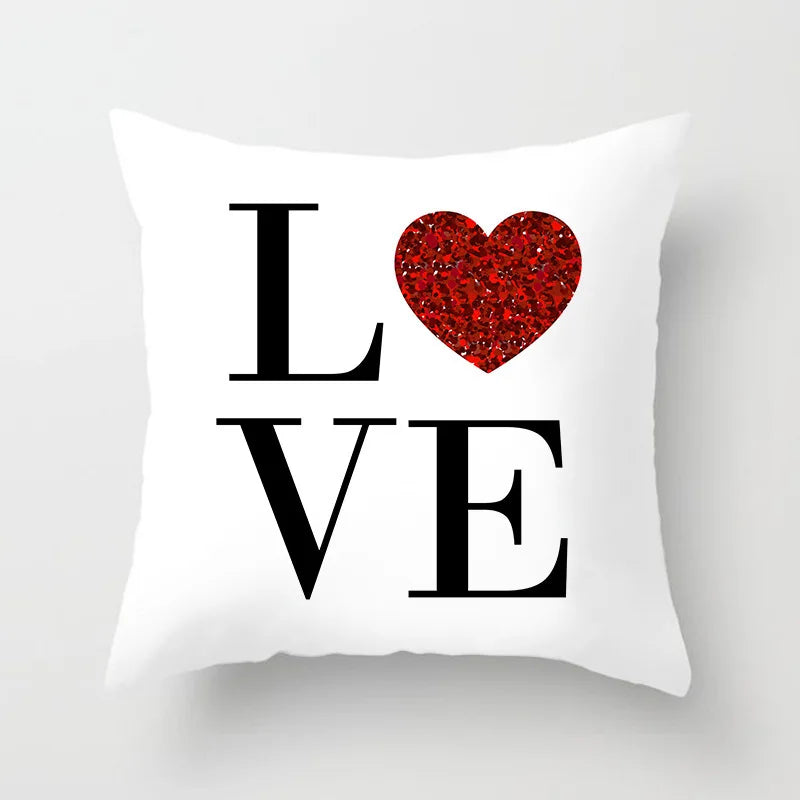 Valentines Day Decoration Pillowcase Sofa Cushion Case Bed Pillow Cover Home Decor Car Cushion Cover Kiss Throw Pillow Case 45cm