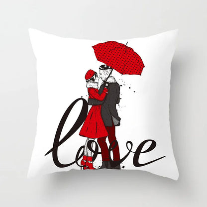 Valentines Day Decoration Pillowcase Sofa Cushion Case Bed Pillow Cover Home Decor Car Cushion Cover Kiss Throw Pillow Case 45cm